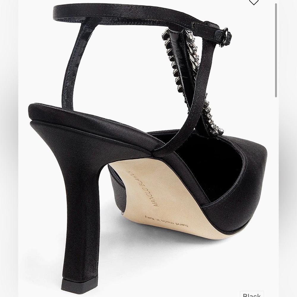 MANOLO BLAHNIK Sufik Embellished Satin T-Strap Pumps - Picture 3 of 6